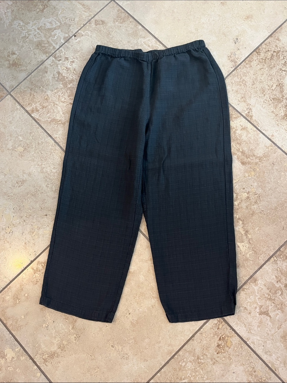 Eileen Fisher Black Elastic Waist Cropped Pants XS